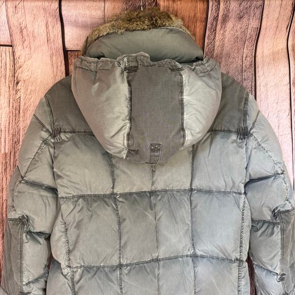 Armani Jeans Men’s Gray Down Puffer Jacket Fur Trim Hood Coat Size M Outerwear - Picture 5 of 11